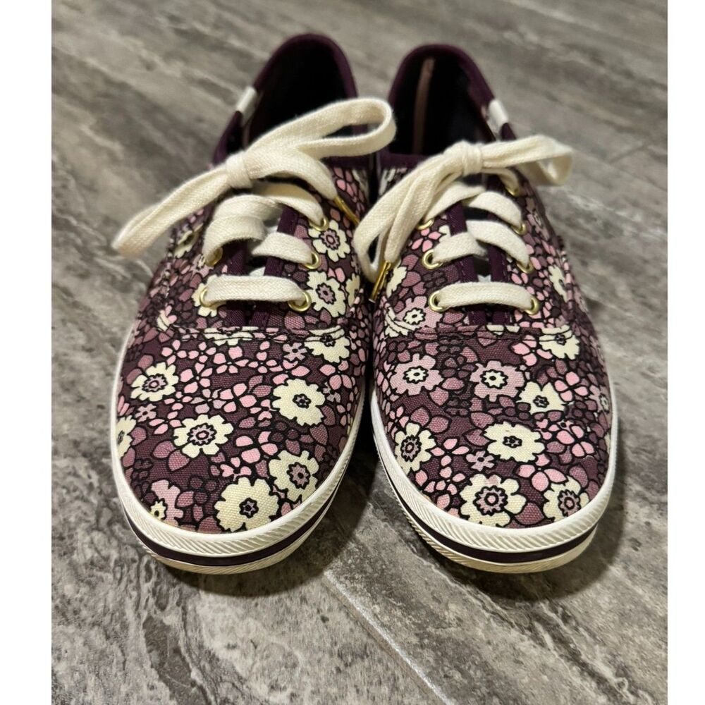 Kate Spade x Keds Purple Floral Sneakers Women’s Size 8 Lace Up